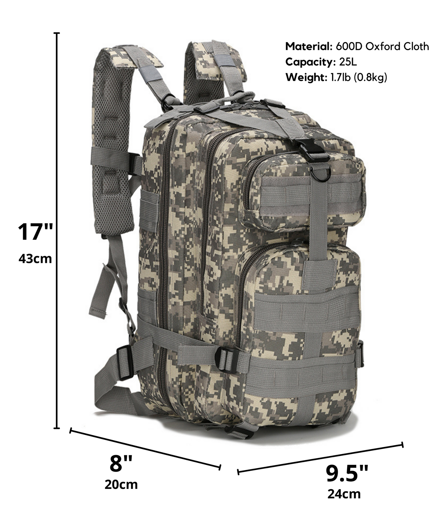 Jupitergear 25L Unisex Molle Backpack - Versatile Rucksack & Range Bag