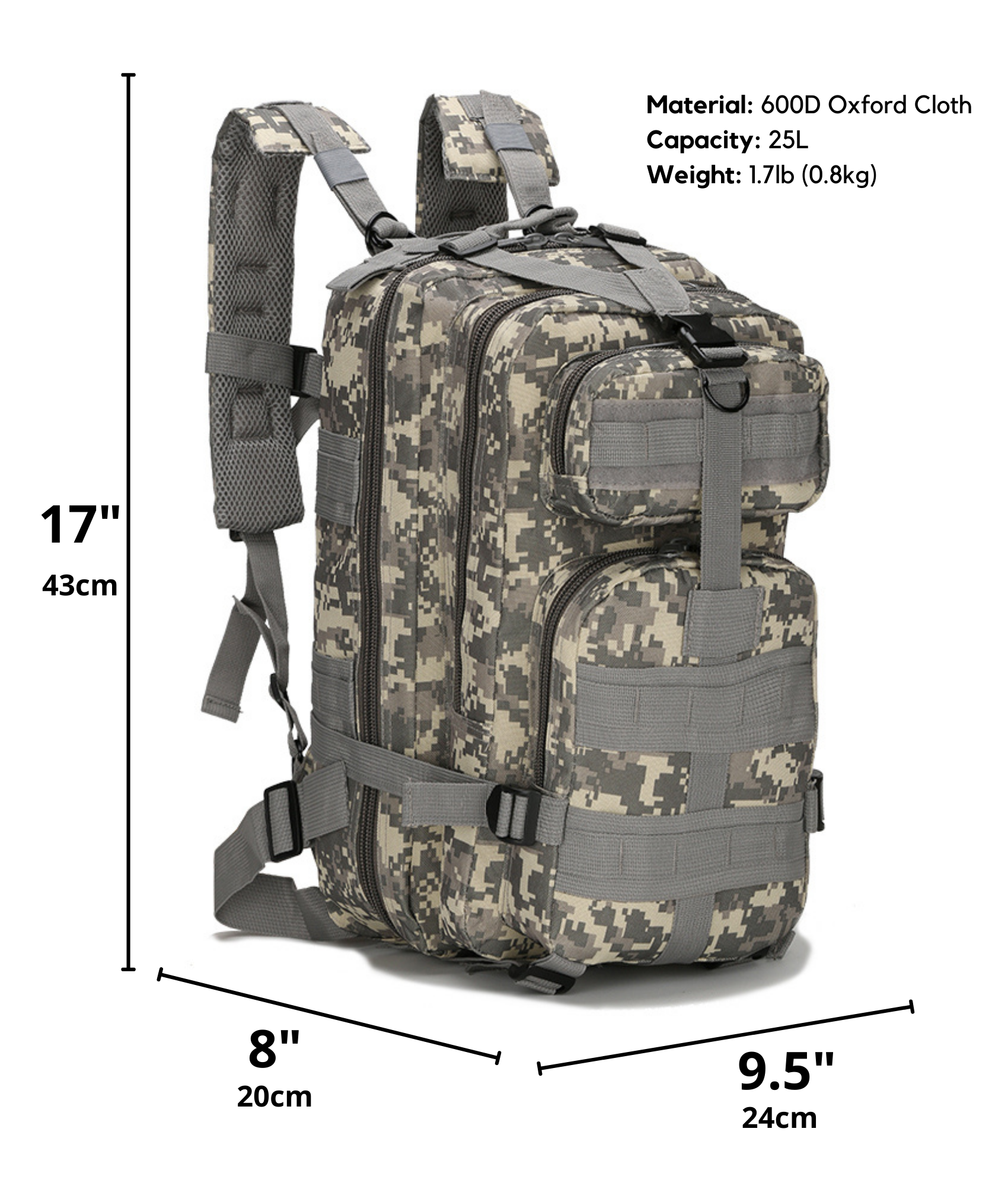 Jupitergear 25L Unisex Molle Backpack - Versatile Rucksack & Range Bag